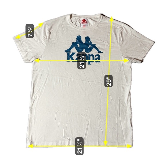 Kappa Men’s T-Shirt Cream Size Large Short Sleeve Blue Logo Casual Tee - Picture 2 of 4